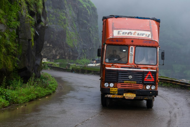 Indian goods truck on highway