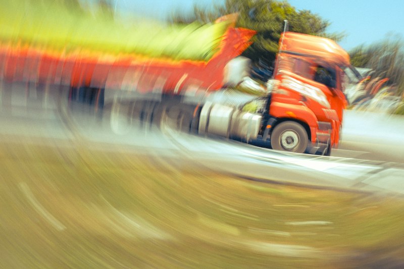 Commercial trucks on national highway